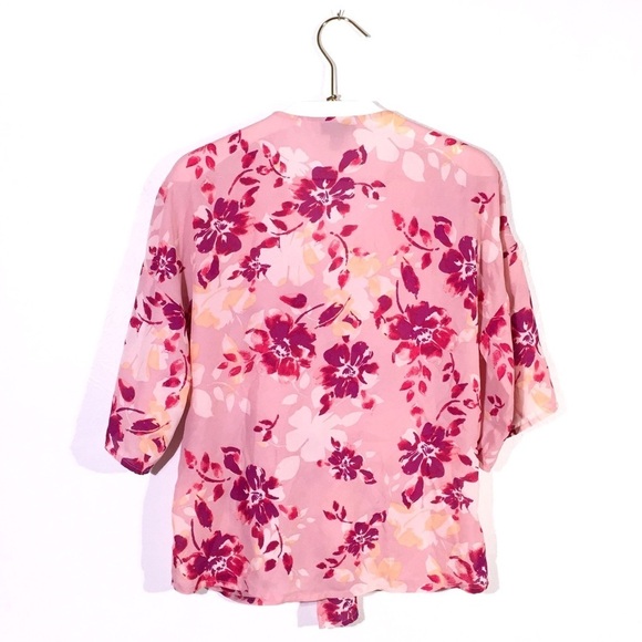 Halogen Women's Pink 3/4 Sleeve Floral Top - 10 - Picture 3 of 8